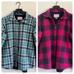 Orvis Womens Lot of 2 Plaid Shackets XL
